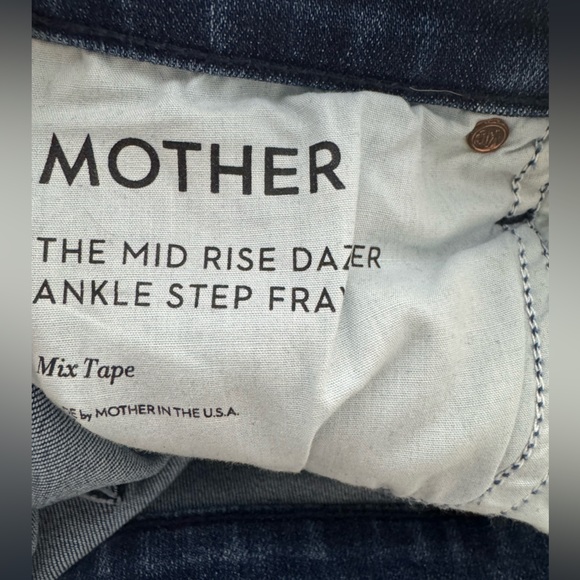 Mother The Mid Rise Dazzler Ankle Fray Jeans Mix Tape Size 27 Crop Petite Hemmed - Picture 13 of 15